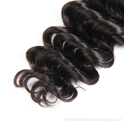 Unprocessed Mink Human Hair Bundles Vendor Brazilian Raw Human Hair Deep Wave Bundles With Closure And Frontal